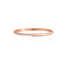 Sleek Rose Gold-Plated 925 Sterling Silver Bangle with Cubic Zirconia – Everyday Elegance, Effortless Sparkle