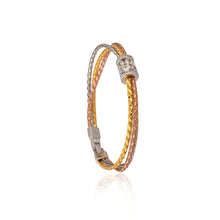 Tri-Tone Braided Silver Bracelet with Cubic Zirconia – A Pop of Color Meets Everyday Glam