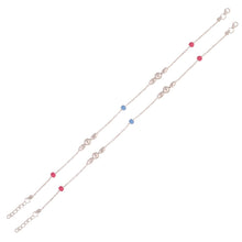 `Dainty Dual-Tone 925 Sterling Silver Anklets with Cubic Zirconia Beads – Elegant Everyday Charm