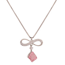 Dainty Infinity Pendant Necklace in Silver with Cubic Zirconia – 16 to 17.5 Inches Adjustable