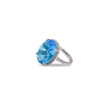 Dazzling Blue Cubic Zirconia 925 Sterling Silver Ring – Bold, Brilliant, and Unforgettable