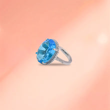 Dazzling Blue Cubic Zirconia 925 Sterling Silver Ring – Bold, Brilliant, and Unforgettable