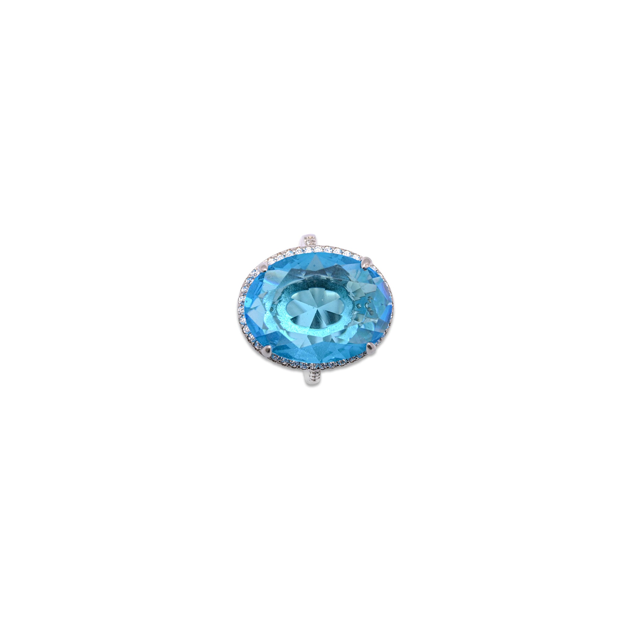 Dazzling Blue Cubic Zirconia 925 Sterling Silver Ring – Bold, Brilliant, and Unforgettable