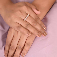 Double Row Cubic Zirconia Band Ring in Rose Gold Finish on 925 Sterling Silver-Model