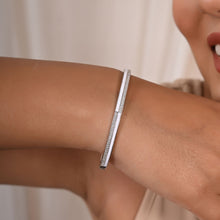 Elegant 925 Sterling Silver Cubic Zirconia Bangle Bracelet-Model