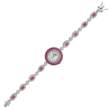 Elegant 925 Sterling Silver Women’s Quartz Watch with Cubic Zirconia and Pink Accents – Timeless Sparkle on Your Wrist