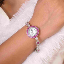 Elegant 925 Sterling Silver Women’s Quartz Watch with Cubic Zirconia and Pink Accents – Timeless Sparkle on Your Wrist-Model