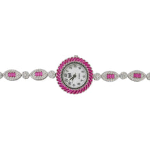 Elegant 925 Sterling Silver Women’s Quartz Watch with Cubic Zirconia and Pink Accents – Timeless Sparkle on Your Wrist