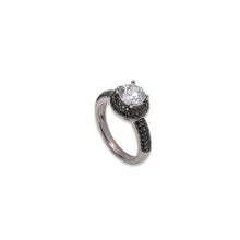 Elegant Black 925 Sterling Silver Ring with Sparkling Cubic Zirconia – Bold Beauty in Every Detail