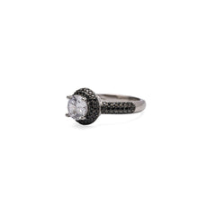 Elegant Black 925 Sterling Silver Ring with Sparkling Cubic Zirconia – Bold Beauty in Every Detail