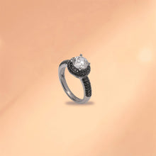 Elegant Black 925 Sterling Silver Ring with Sparkling Cubic Zirconia – Bold Beauty in Every Detail