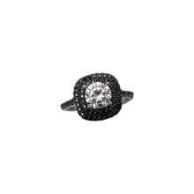 Elegant Black 925 Sterling Silver Ring with Sparkling Cubic Zirconia – Bold Beauty in Every Detail
