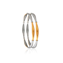 Elegant Dual-Tone 925 Sterling Silver Bangles – Effortless Style in Every Twist
