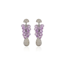 Elegant Grape Cluster Earrings with 925 Sterling Silver and Cubic Zirconia – Luxe Lavender Sparkle