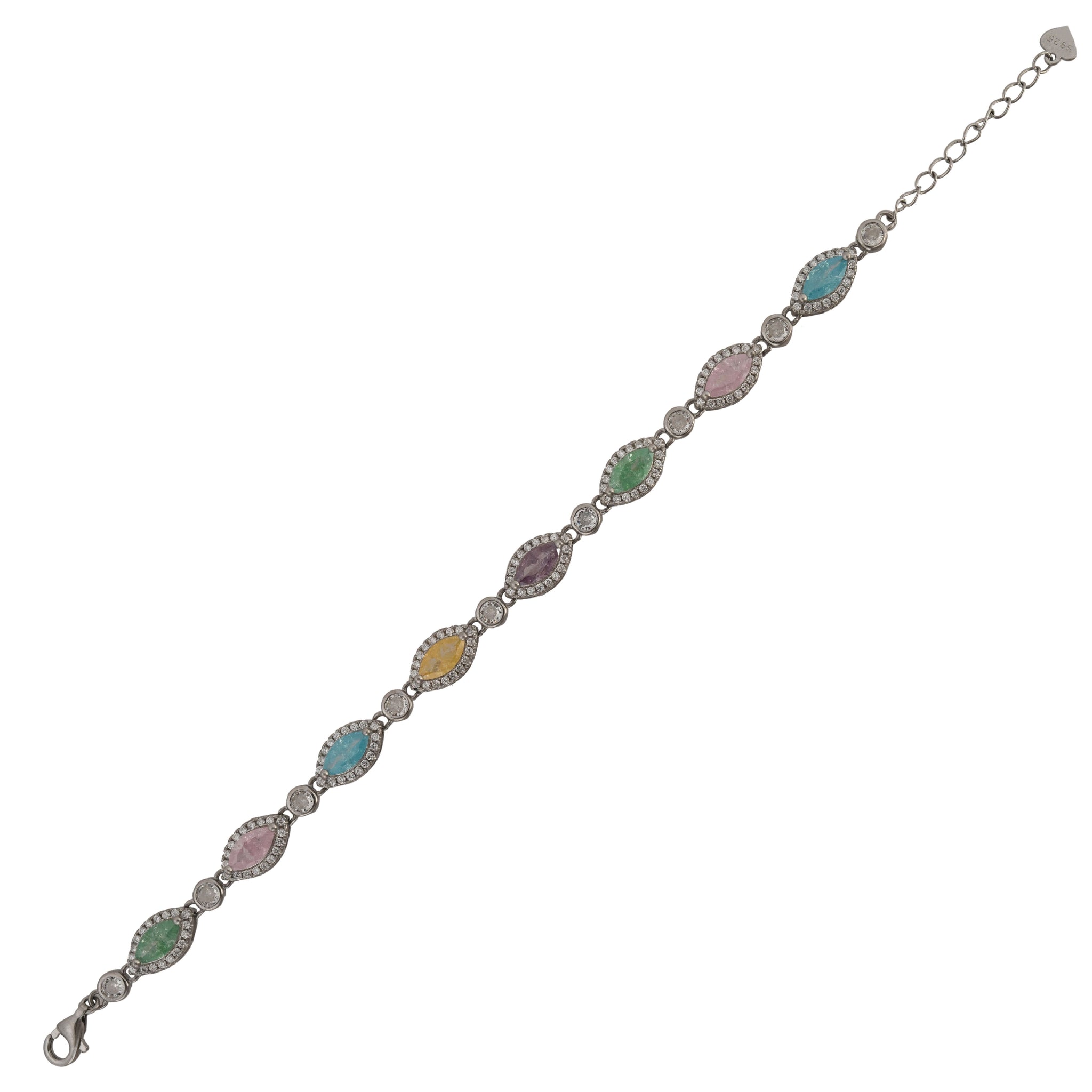 Elegant Multicolor Marquise Cubic Zirconia Bracelet in 925 Sterling Silver