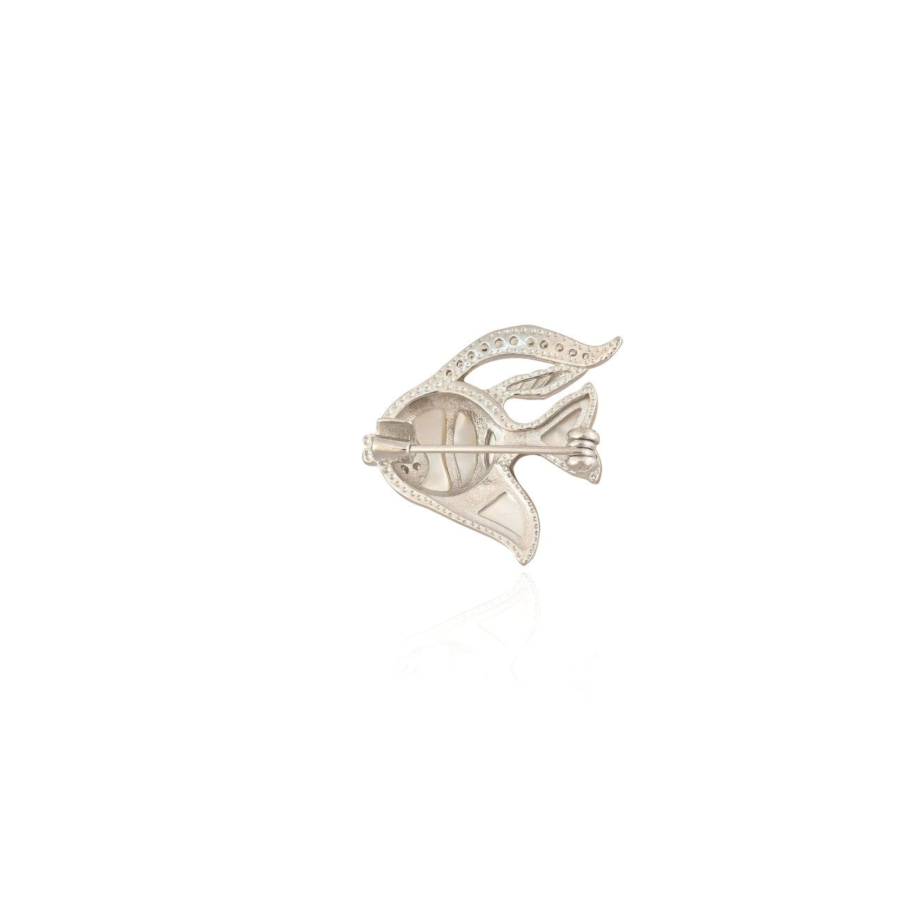 Elegant Ocean-Inspired Fish Brooch in 925 Sterling Silver with Cubic Zirconia Accents