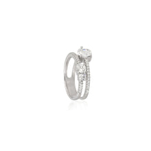 Elegant Parallel Split Shank Silver Ring with Cubic Zirconia – Timeless Sparkle & Contemporary Style