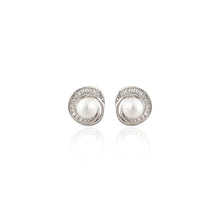 Elegant Pearl Stud Earrings in Sterling Silver with Cubic Zirconia – Classic Charm with Everyday Sparkle