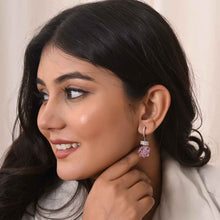 Elegant Pink Cluster Drop Earrings in Sterling Silver with Cubic Zirconia – A Touch of Whimsy and Sparkle-Model