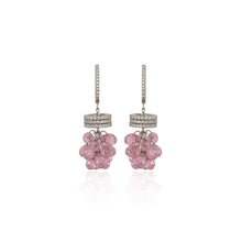 Elegant Pink Cluster Drop Earrings in Sterling Silver with Cubic Zirconia – A Touch of Whimsy and Sparkle