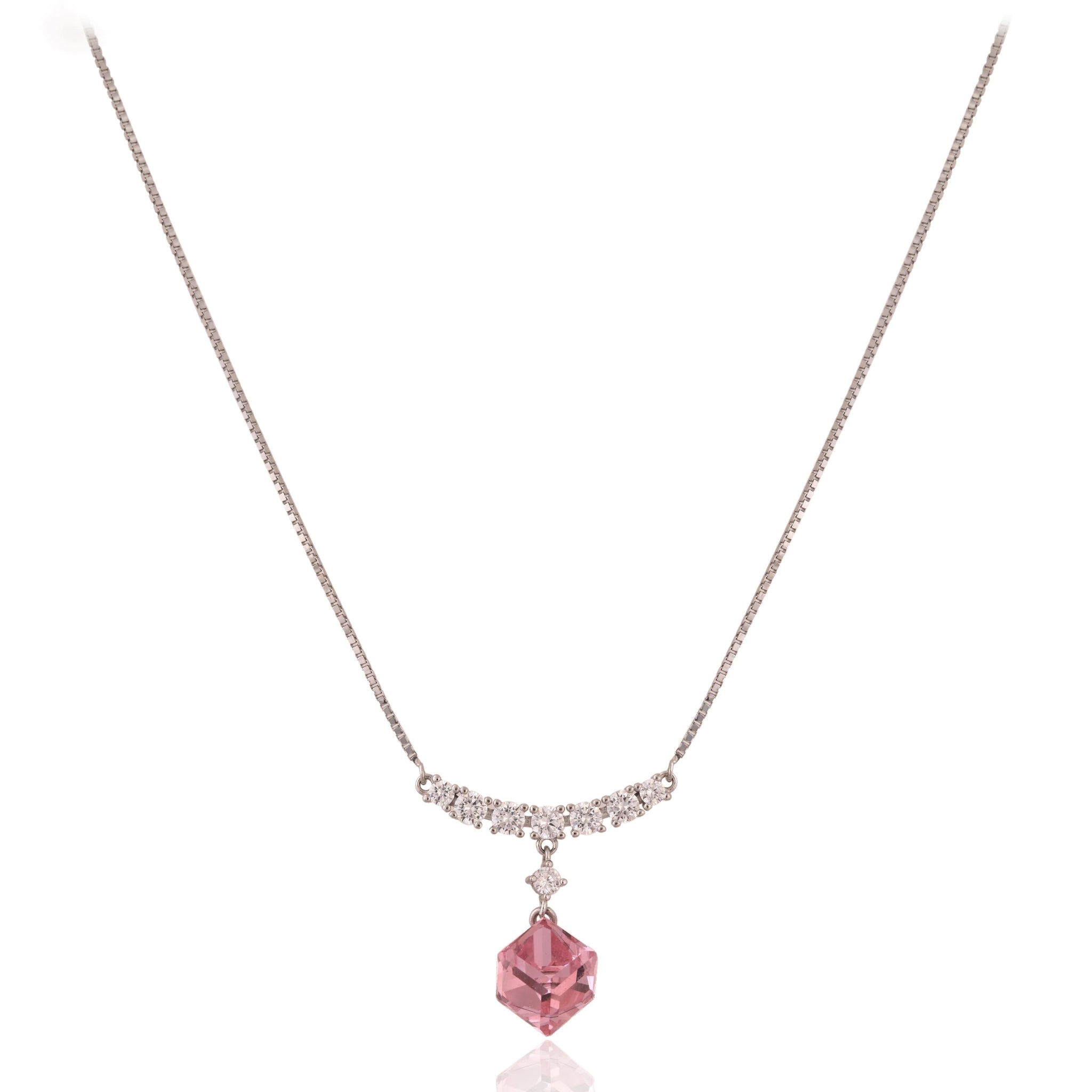 Elegant Pink Cubic Zirconia Drop Pendant in Sterling Silver – Grace with a Hint of Glam