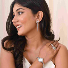 Elegant Silver Watch for Women with Cubic Zirconia – Where Time Meets Sparkle-model