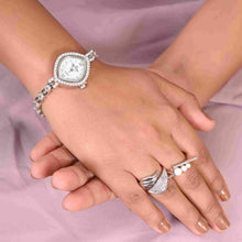 Elegant Silver Watch for Women with Cubic Zirconia – Where Time Meets Sparkle