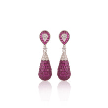 Elegant Teardrop Cubic Zirconia & Ruby-Toned Silver Dangle Earrings