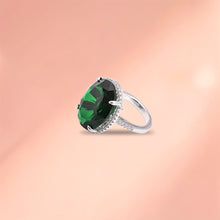 Enchanting Emerald Green Cubic Zirconia Silver Ring – A Bold Blend of Luxury and Elegance