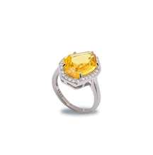 Golden Glow: Yellow Cubic Zirconia Ring in 925 Sterling Silver