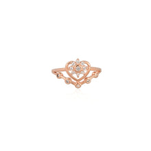 Heart Crown Ring with Cubic Zirconia Accents in Rose Gold Plated Silver