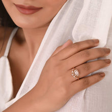 Heart Crown Ring with Cubic Zirconia Accents in Rose Gold Plated Silver-Model