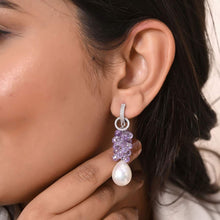 Lavender Pearl Drop Earrings in 925 Sterling Silver with Cubic Zirconia – Effortlessly Elegant, Undeniably You-Model