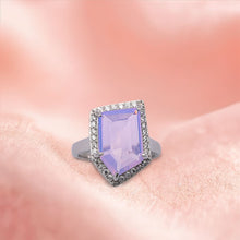 Lilac Dreams: Elegant Purple Cubic Zirconia 925 Sterling Silver Ring