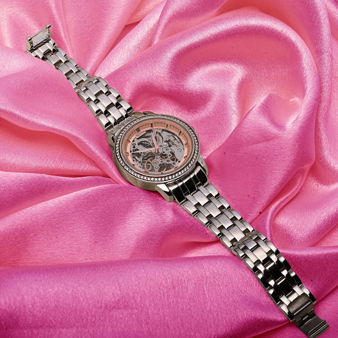Men’s Skeleton Dial 925 Sterling Silver Watch with Cubic Zirconia – Timeless Elegance Meets Modern Mechanics