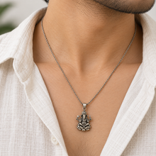 Oxidised Lord Ganesha Pendant in 925 Sterling Silver