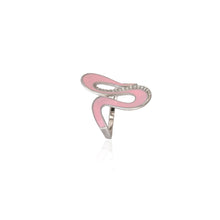 Modern Pink Enamel Silver Ring with Cubic Zirconia – Bold Design, Brilliant Shine
