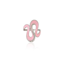 Modern Pink Enamel Silver Ring with Cubic Zirconia – Bold Design, Brilliant Shine