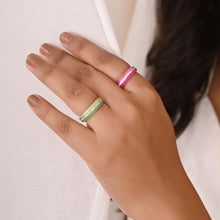 Pink Enamel Band Ring with Pave Set Cubic Zirconia-Model