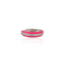 Pink Enamel Band Ring with Pavé Set Cubic Zirconia