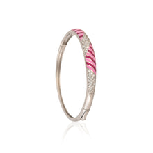 Pink Enamel & Cubic Zirconia 925 Sterling Silver Bangle – A Pop of Color with Sparkling Grace
