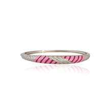 Pink Enamel & Cubic Zirconia 925 Sterling Silver Bangle – A Pop of Color with Sparkling Grace