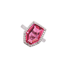 Pink Prism: Radiant Cubic Zirconia Ring in 925 Sterling Silver