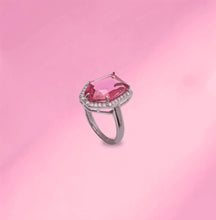 Pink Prism: Radiant Cubic Zirconia Ring in 925 Sterling Silver