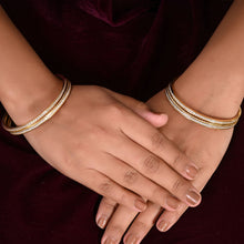 Radiant Gold-Plated Silver Bangles Adorned with Sparkling Cubic Zirconia Stones-Model