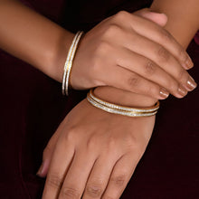 Radiant Gold-Plated Silver Bangles Adorned with Sparkling Cubic Zirconia Stones-Model