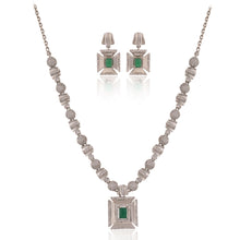 Regal 925 Sterling Silver Cubic Zirconia Necklace Set with Emerald Green Accents – A Touch of Royalty