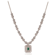 Regal 925 Sterling Silver Cubic Zirconia Necklace Set with Emerald Green Accents – A Touch of Royalty