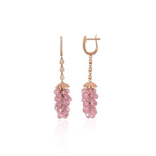 Rose Gold-Plated Grape Cluster Earrings with Cubic Zirconia – Blush Pink Elegance in 925 Sterling Silver-Model