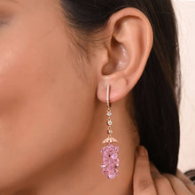 Rose Gold-Plated Grape Cluster Earrings with Cubic Zirconia – Blush Pink Elegance in 925 Sterling Silver-Model